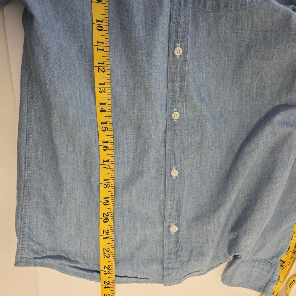 Vineyard Vines Boys Chambray Long Sleeve Button Up Shirt Size M Blue Classic